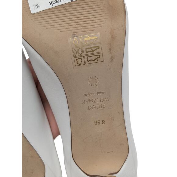 Stuart Weitzman Lula Pointed Toe Pump Women's Leather White Size US8.5B EU39 - Picture 13 of 15